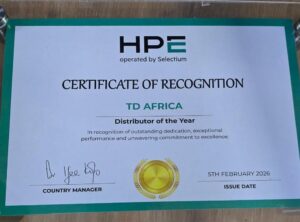 TD Africa wins “Distributor of the Year” award at HPE Partner Awards Night 