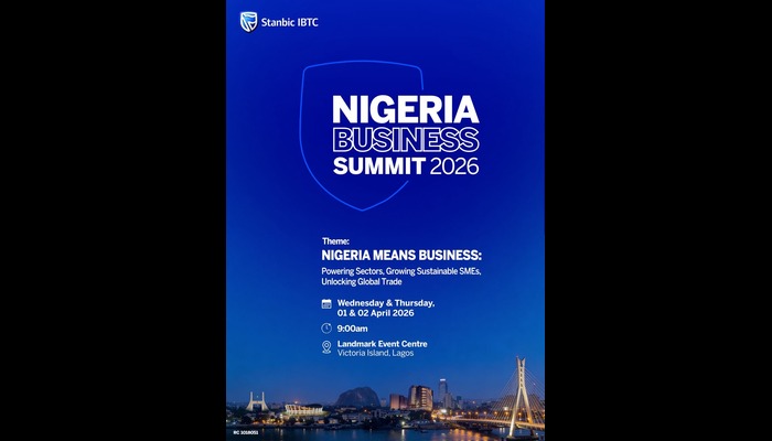 Delegates gather in a conference hall for a business summit in Nigeria.
