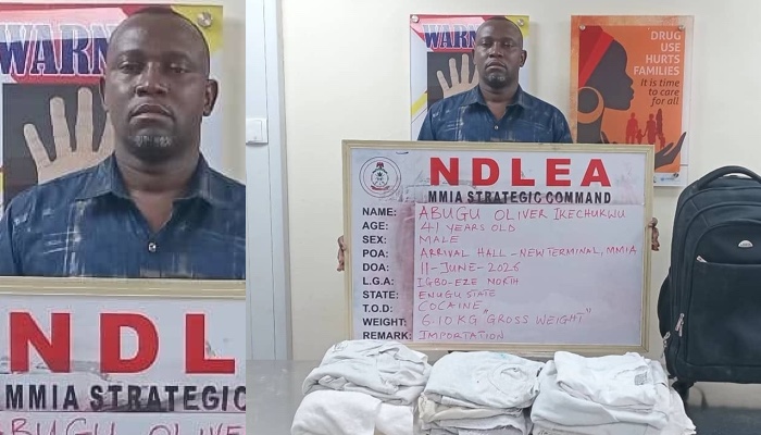 NDLEA arrests Brazil-based businessman with 6.10kg cocaine at MMIA